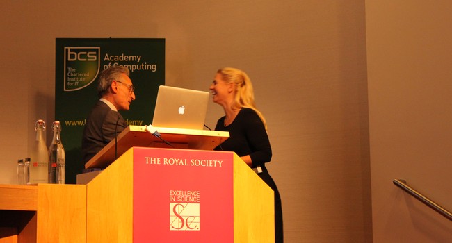 Receiving Roger Needham Award 2011 from Andrew Blake in Royal Society in London