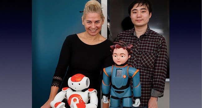 With Jie Shen and the robots Nao and Zeno in 2016
